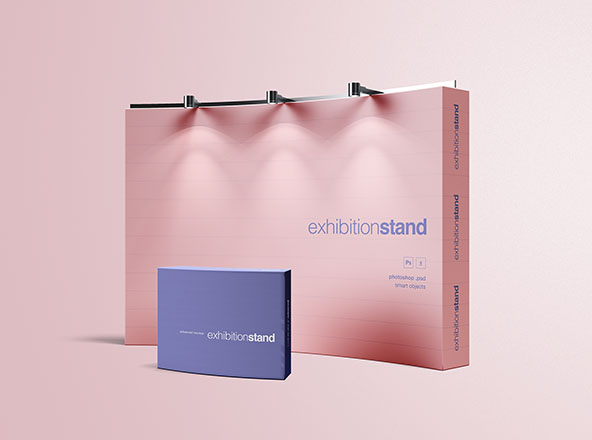 简易品牌展台设计效果图样机模板 Simple Exhibition Stand Mockup