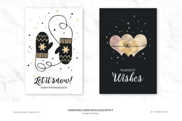 金箔装饰圣诞节主题贺卡模板 Christmas Cards with Gold Effect