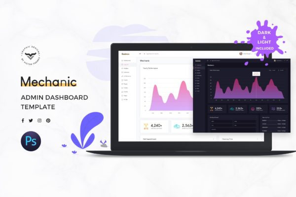 汽车维修网站后台管理UI设计素材库精选套件 Mechanic Admin Dashboard UI Kit