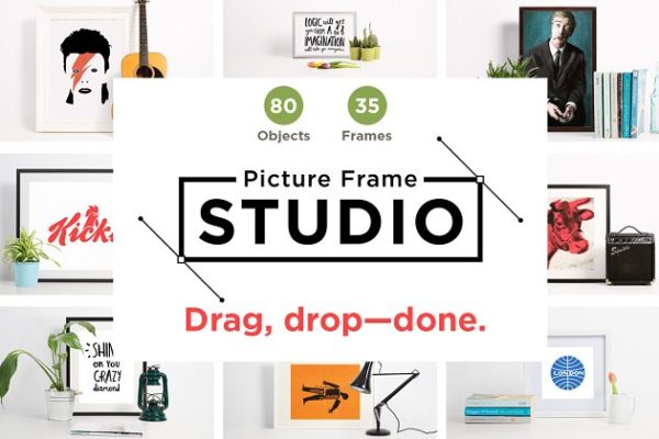 艺术作品油画照片框样机模板 Picture Frame Studio mockup creator