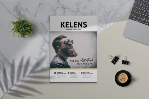 北欧简约风格素材库精选杂志设计模板 KELENS – Clean Magazine Template