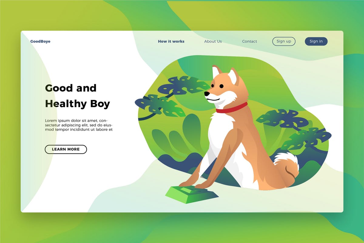 宠物网站Banner&着陆页PSD模板 Shiba Inu – Banner & Landing Page插图