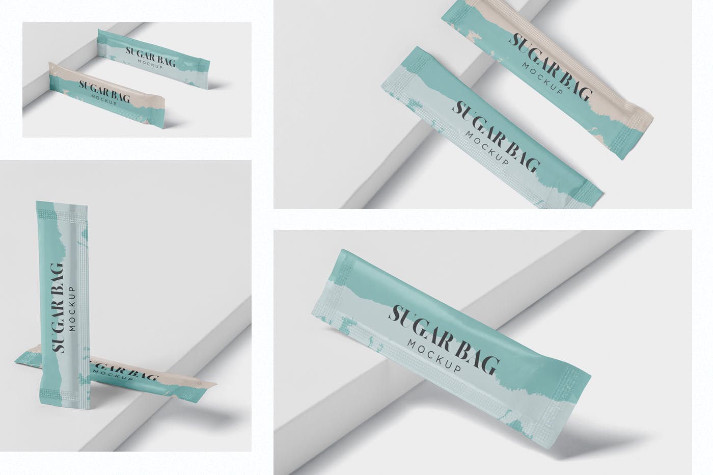 白砂糖长条包装纸袋外观设计图素材库精选 Sugar Bag Mockup – Slim Rectangle插图(1)