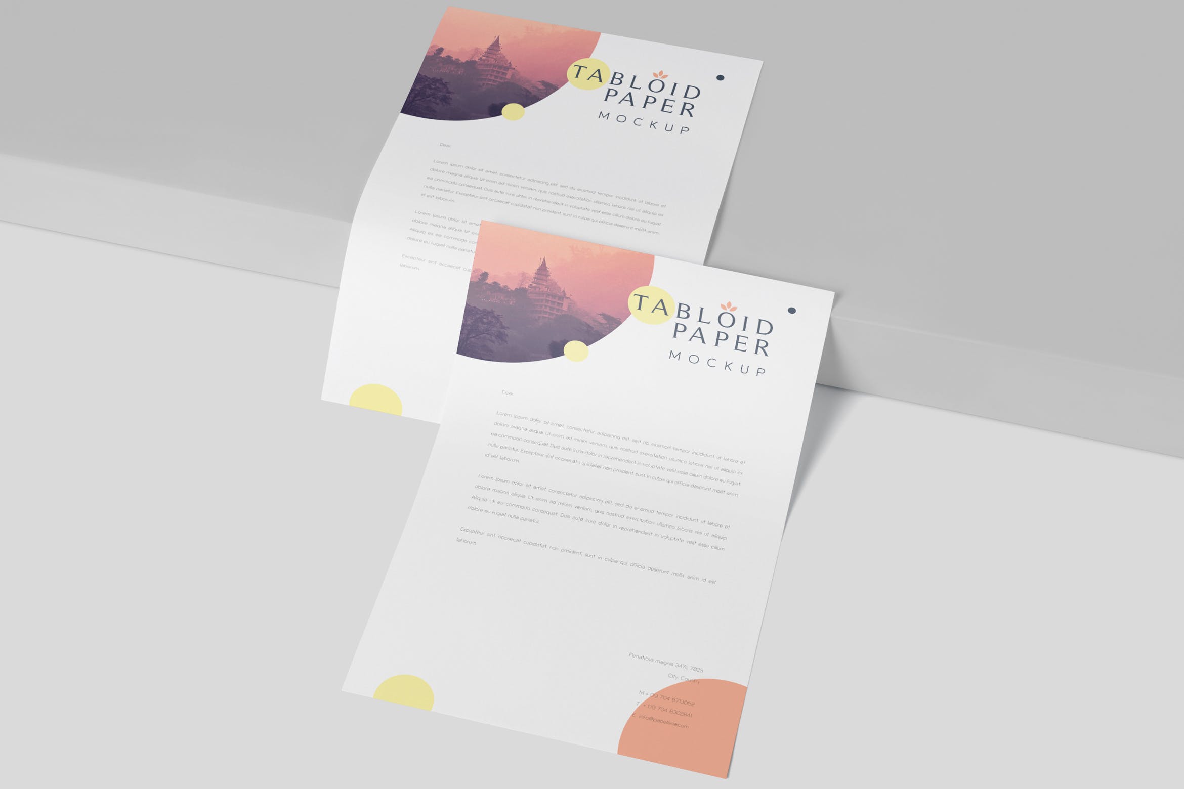 简报/企业信纸/小报印刷效果图样机 Tabloid Paper Mockup – 11×17 Inch插图