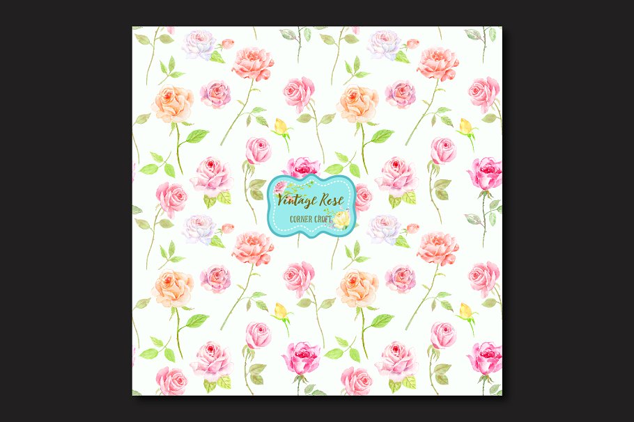 复古花样玫瑰图案纹理 Pattern Vintage Rose插图(2)