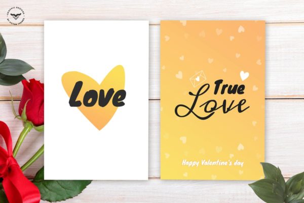 情人节主题心形图案背景贺卡PSD模板 Valentines Day Greeting Card Template