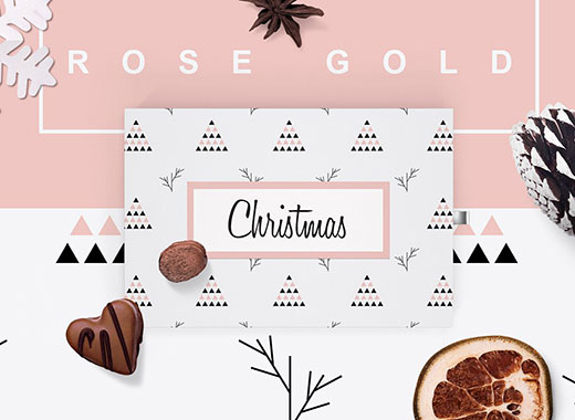 圣诞节玫瑰金无缝图案背景素材下载 rose gold Christmas [ai,eps,jpeg,png]