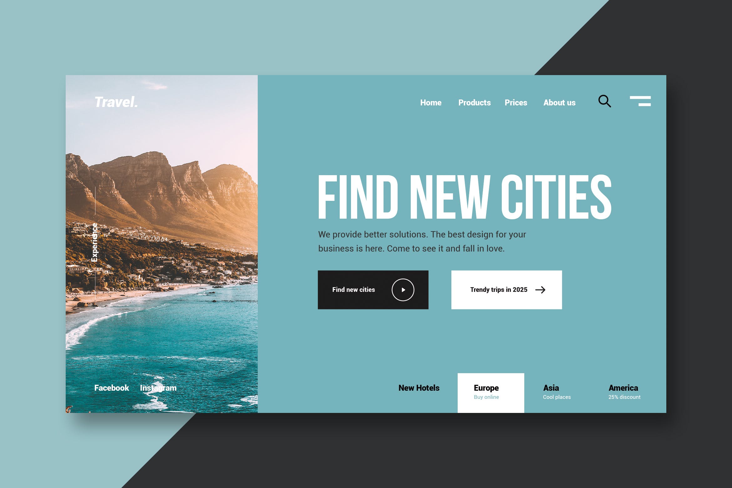 旅行&度假主题网站着陆页设计素材库精选模板 Travel & Vacations – Landing Page插图