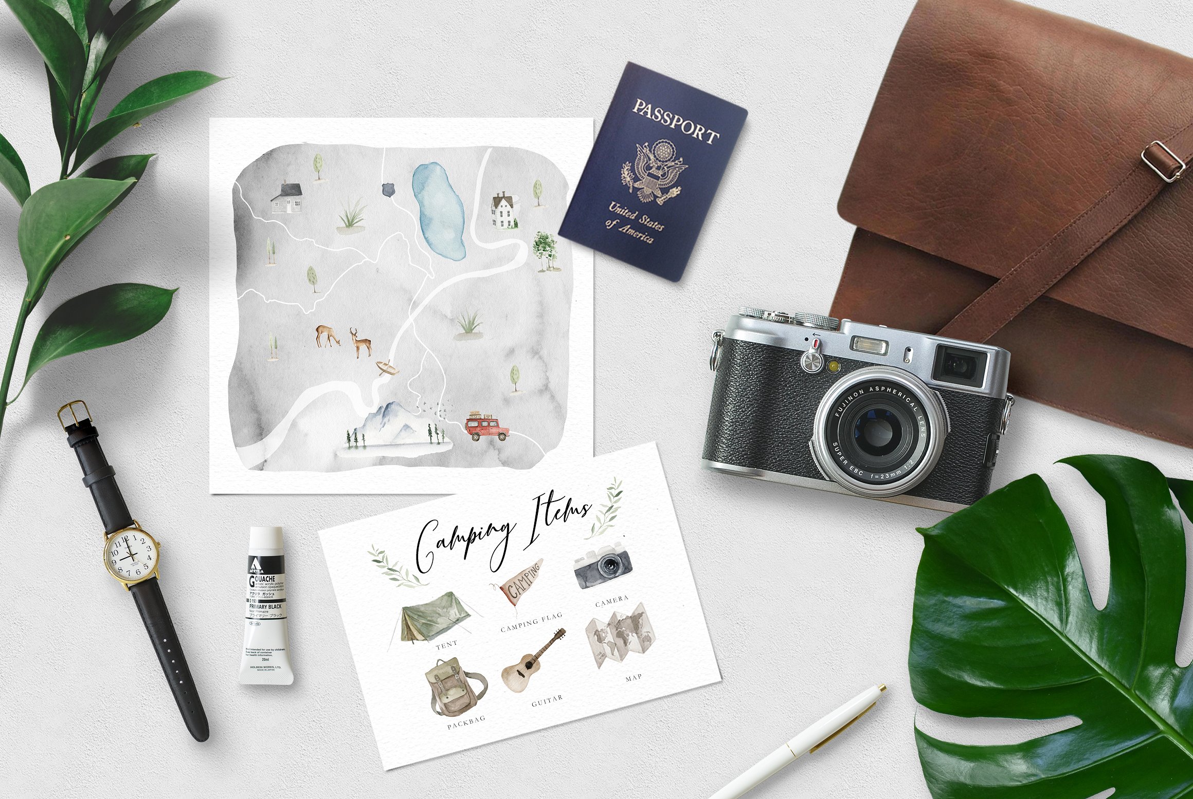 水彩手绘简易地图插画素材 Map Creator插图