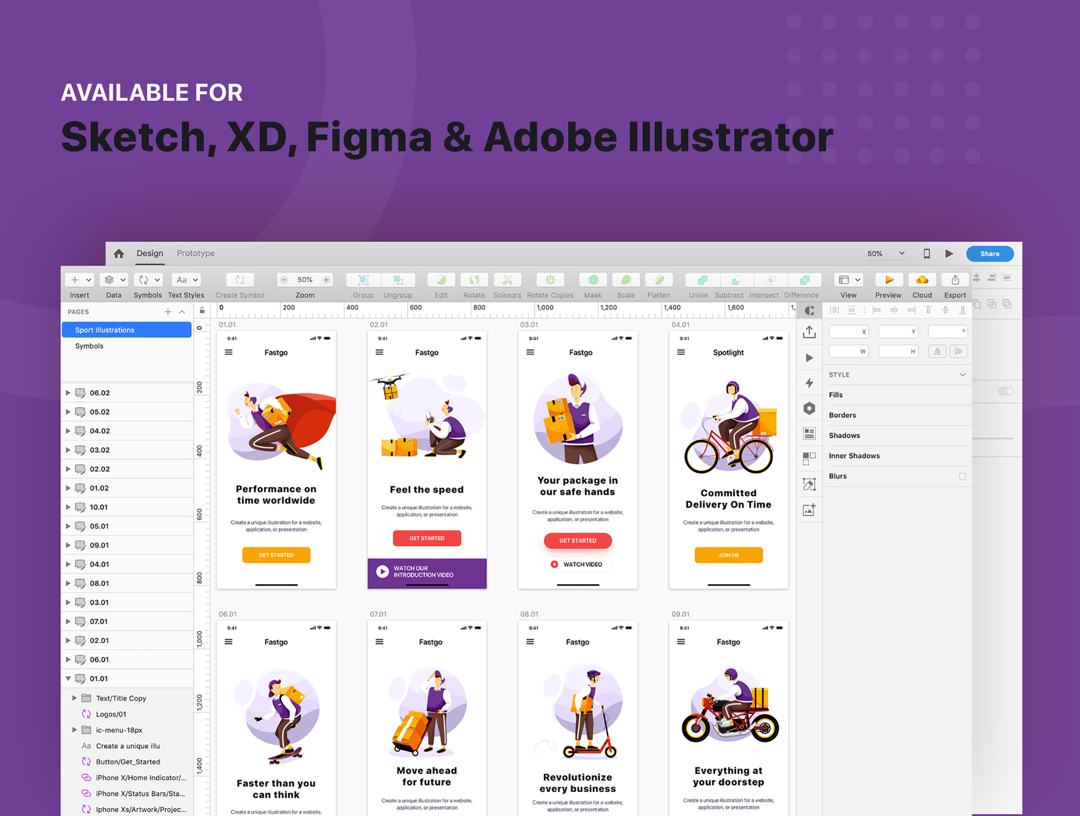 素材库下午茶:交付配送服务主题矢量插画UI设计素材插图(3)