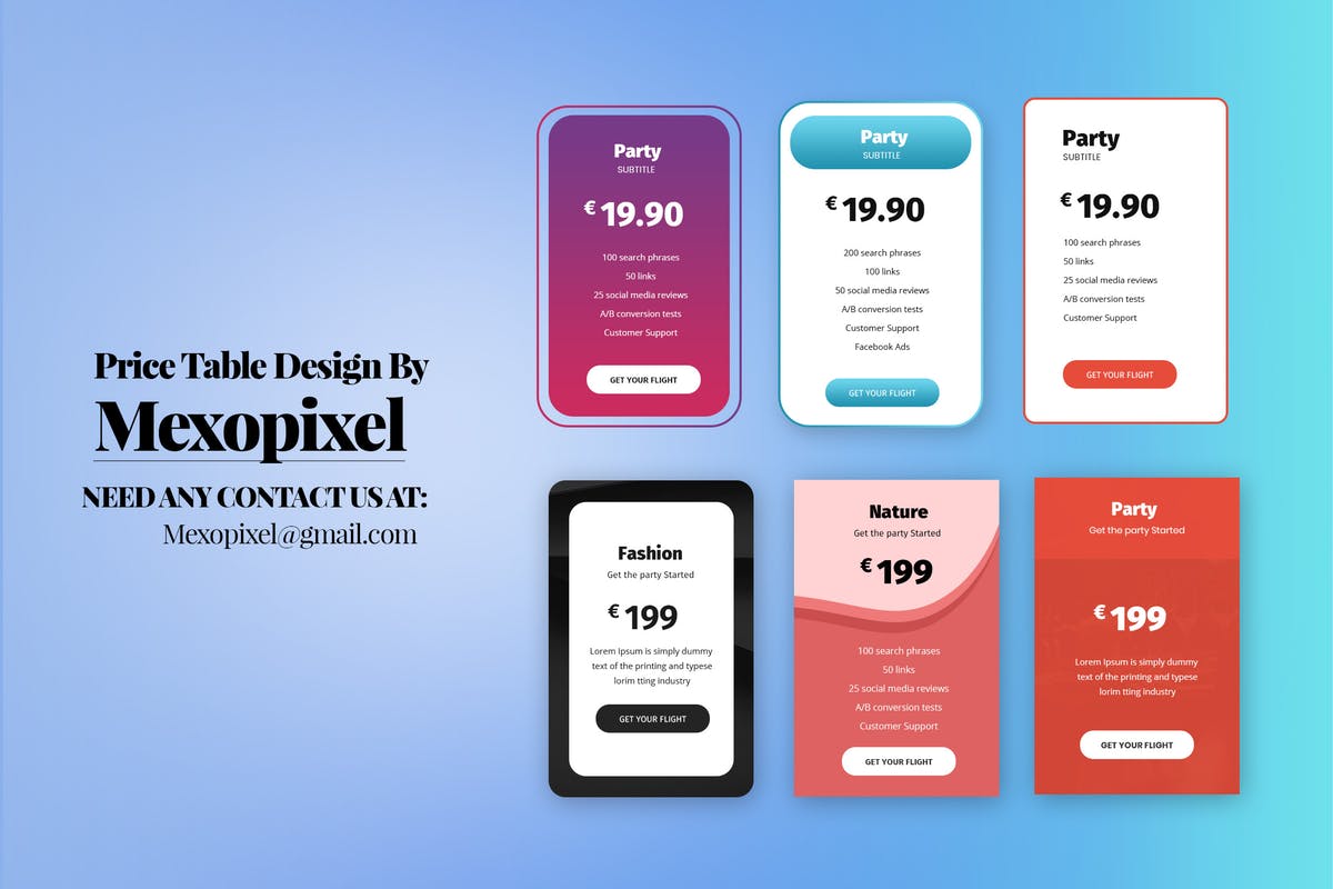 企业网站价格表单UI设计模板 Business Pricing Table UI PSD Template插图