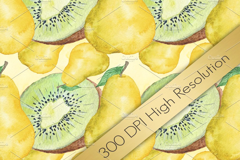 水彩数码水果图案纸张纹理 Fruit Watercolor Digital Papers Pack插图(1)