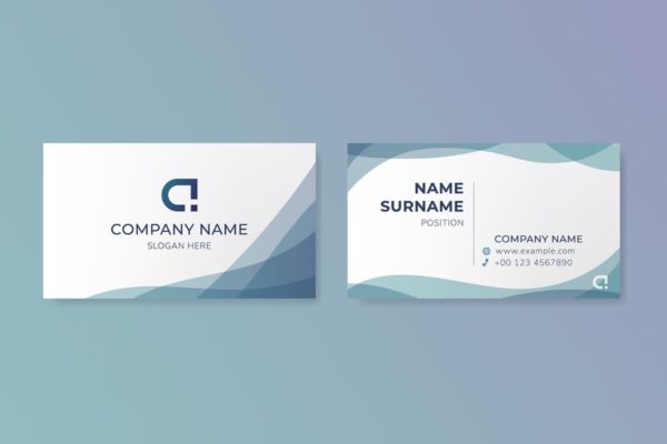 现代简约风设计蓝色企业名片设计模板 Modern Blue Business Card Template