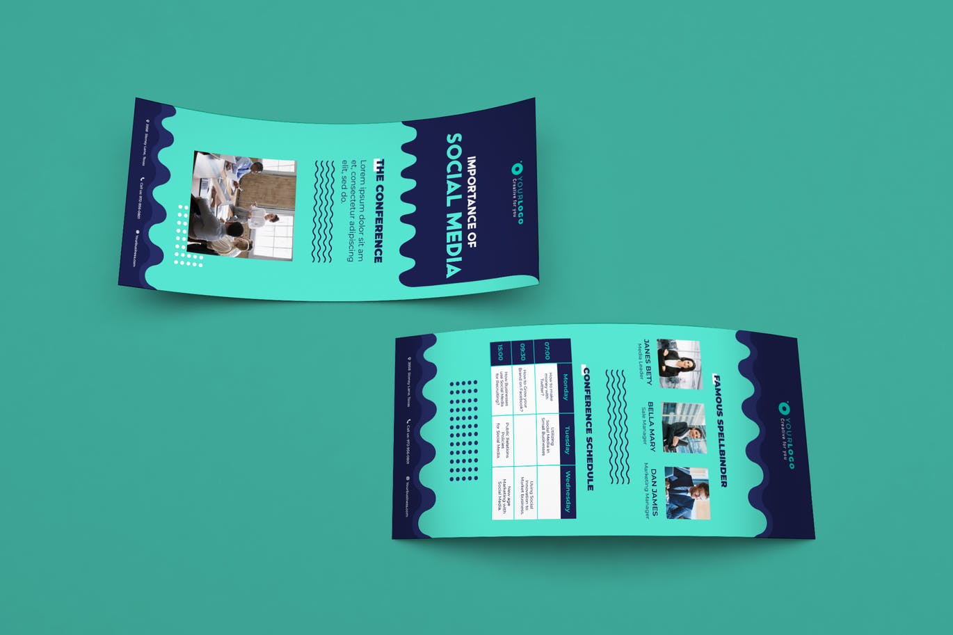 会议/演讲/讲座等活动商业广告卡设计模板 Event Conference DL Rackcard Illustrator Template插图