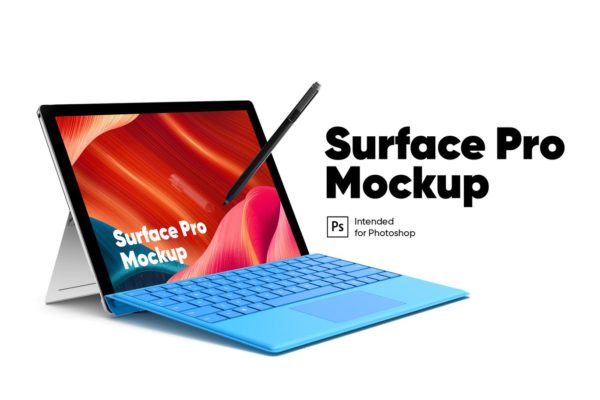 Surface Pro微软超极本Web设计屏幕预览素材库精选样机 Surface Pro Mockup