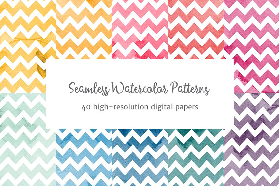 40种多彩无缝图案纹理 Seamless Watercolor Patterns插图(4)