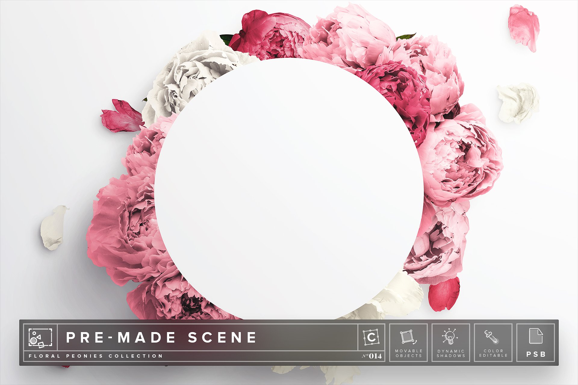 牡丹花花环场景样机 Floral Peonies Mockup Scene #014插图