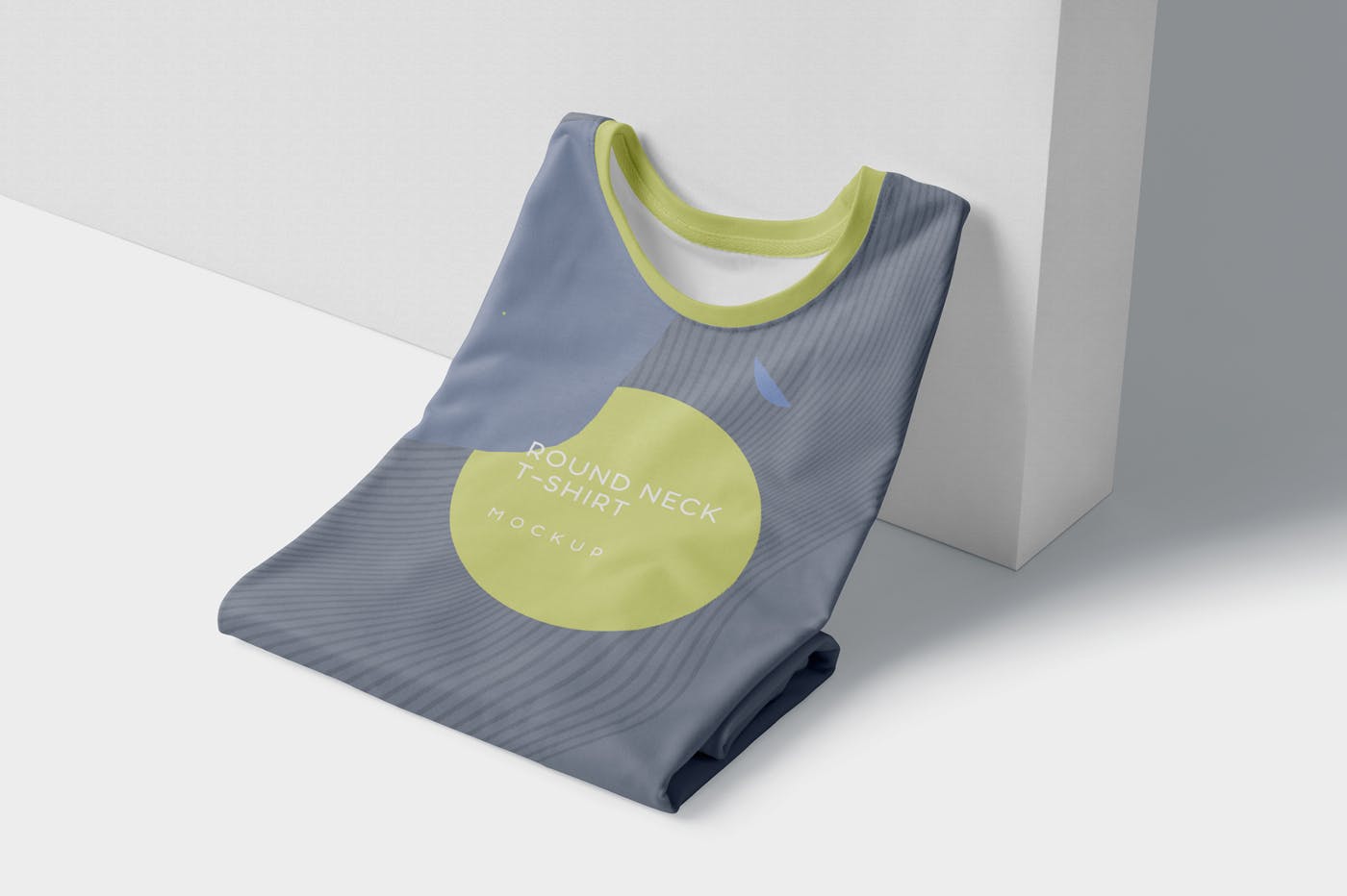 圆领T恤折叠状态印花设计展示样机模板 Folded Round-Neck T-Shirts Mockups插图(3)