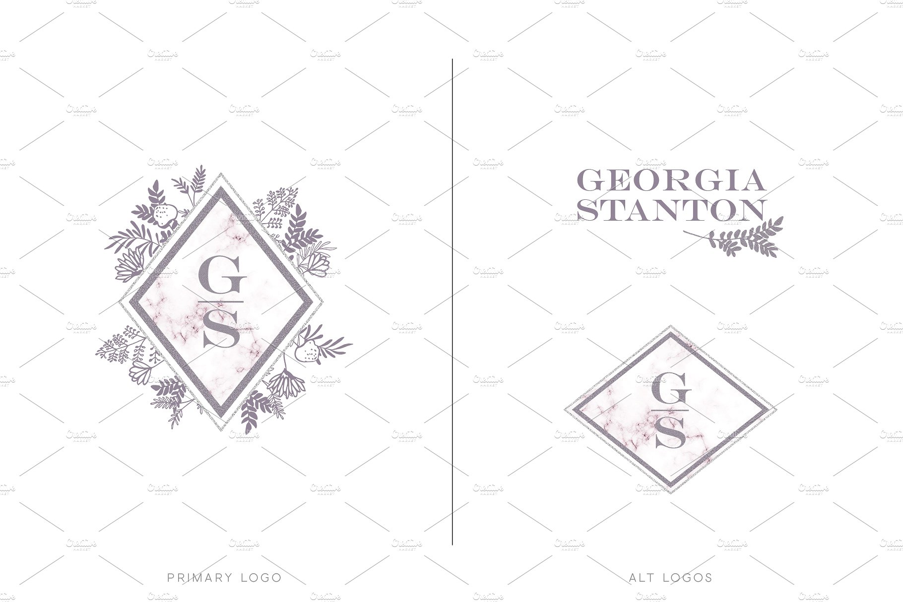 100个简约时尚的手绘女性标志和品牌包装插图(22)