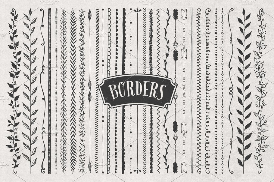黑板画粉笔画装饰元素设计素材 Borders, Corners & Frames Super Kit插图(1)