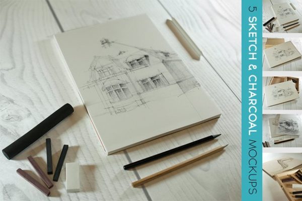 炭画&amp;素描艺术作品展示样机模板 Charcoal &amp; Sketch Mockup