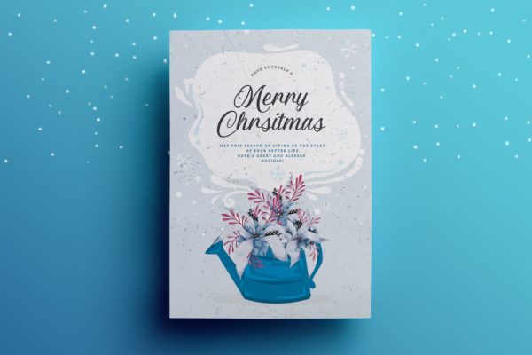 冬季圣诞手绘水彩设计风格贺卡模板 Winter Christmas Greeting Card