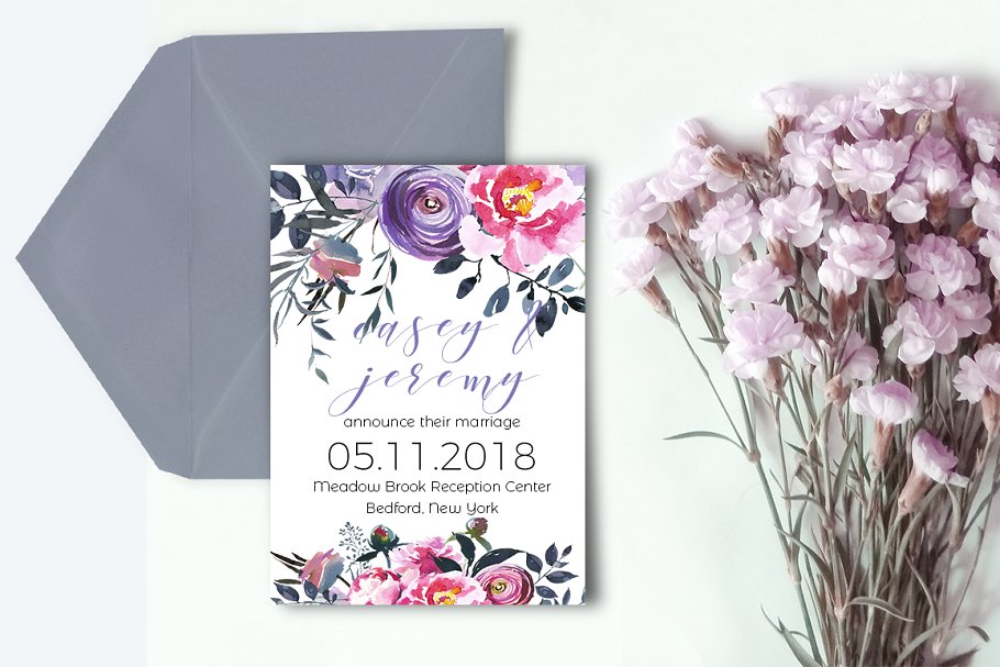 腮红和灰色水彩花卉插画 Blush & Gray Watercolor Flowers插图(4)