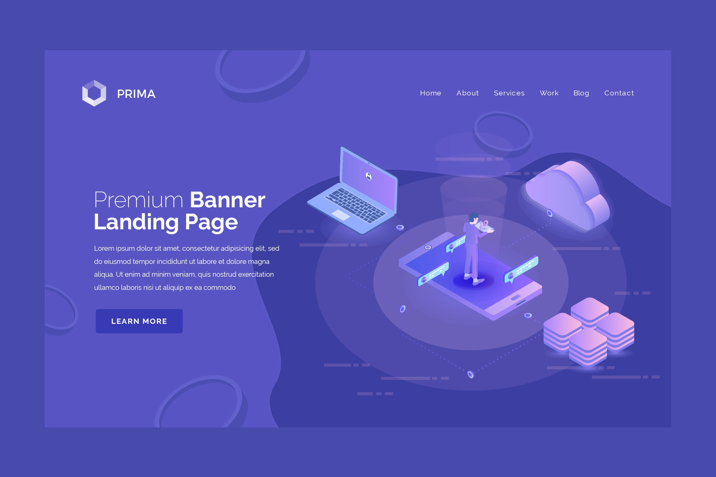 信息科技主题插画网站Banner&着陆页设计素材库精选模板 Prima – Hero Banner Landing Page Template插图
