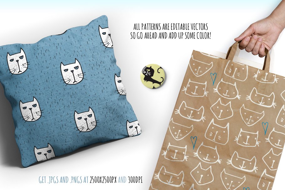 猫星人无缝矢量纹理 Cats Seamless Vector Patterns插图(3)