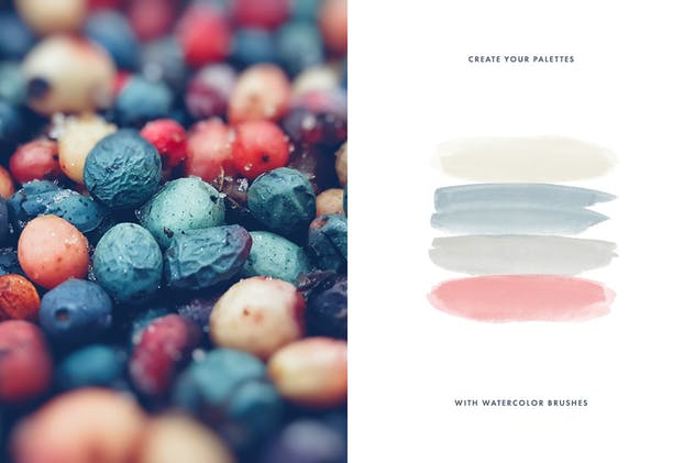 40款水彩图形PS画笔笔刷＆矢量花卉插画素材 Cloudy Watercolor Decorations Set插图(4)