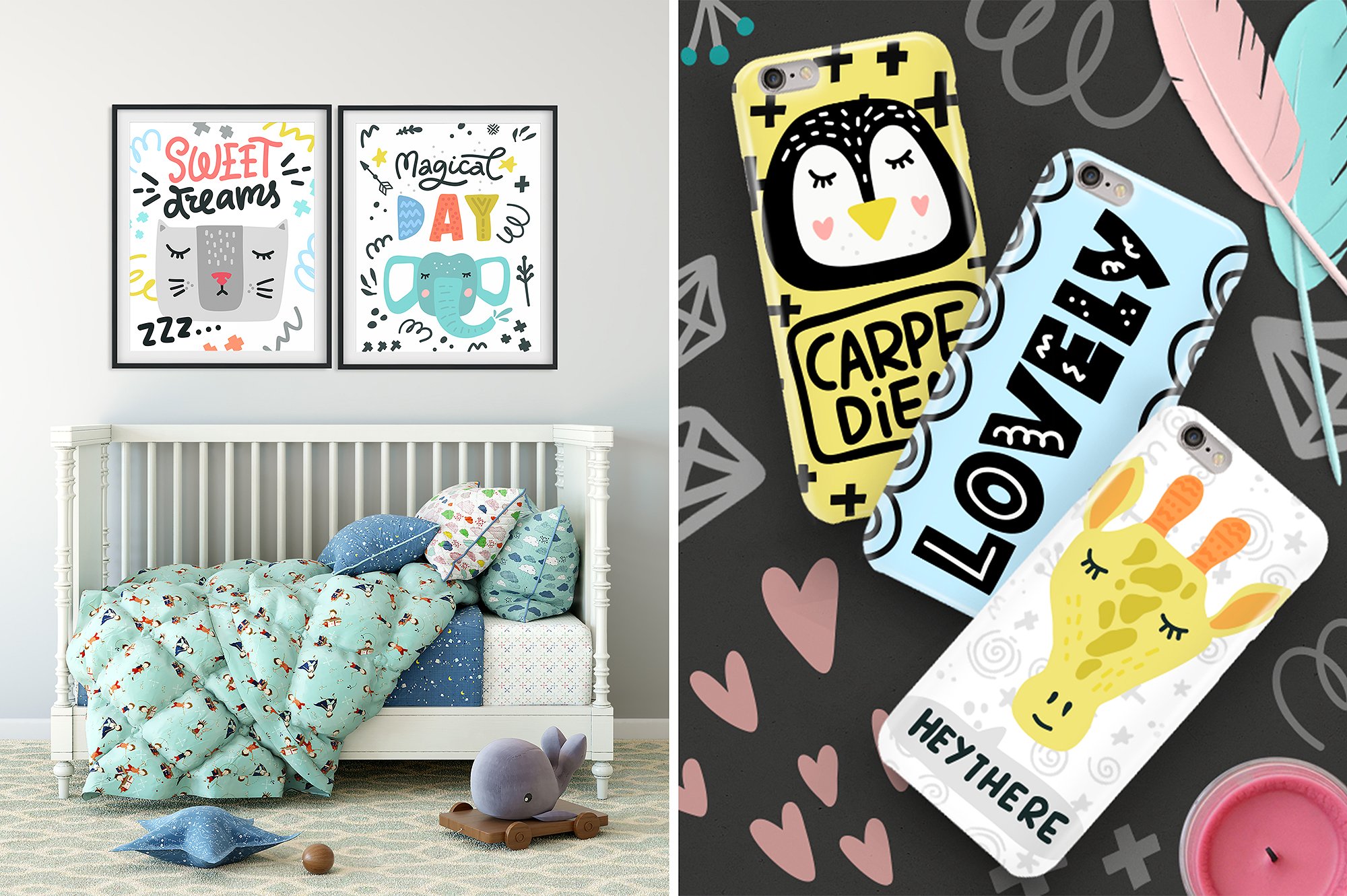 动物王国可爱手绘插画 Animal Kingdom – Nursery Art插图(4)