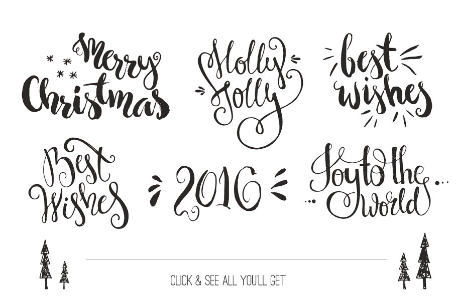 手绘圣诞照片加工叠层素材 Handdrawn Christmas Photo Overlays插图(1)