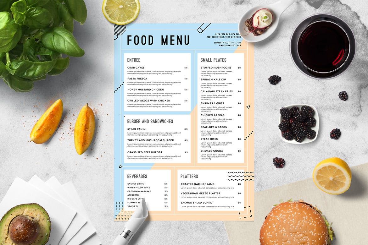 夏日特色餐厅餐馆素材库精选菜单模板 Summer Food Menu插图(1)