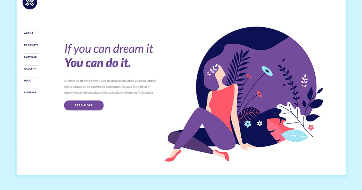 高端大气女性时尚主题网站设计概念插画素材 Beauty Web Page Design Template插图