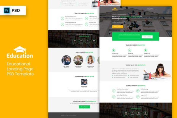 学习教育主题＆培训辅导机构网站着陆页设计PSD模板V3 Educational – Landing Page PSD Template-03