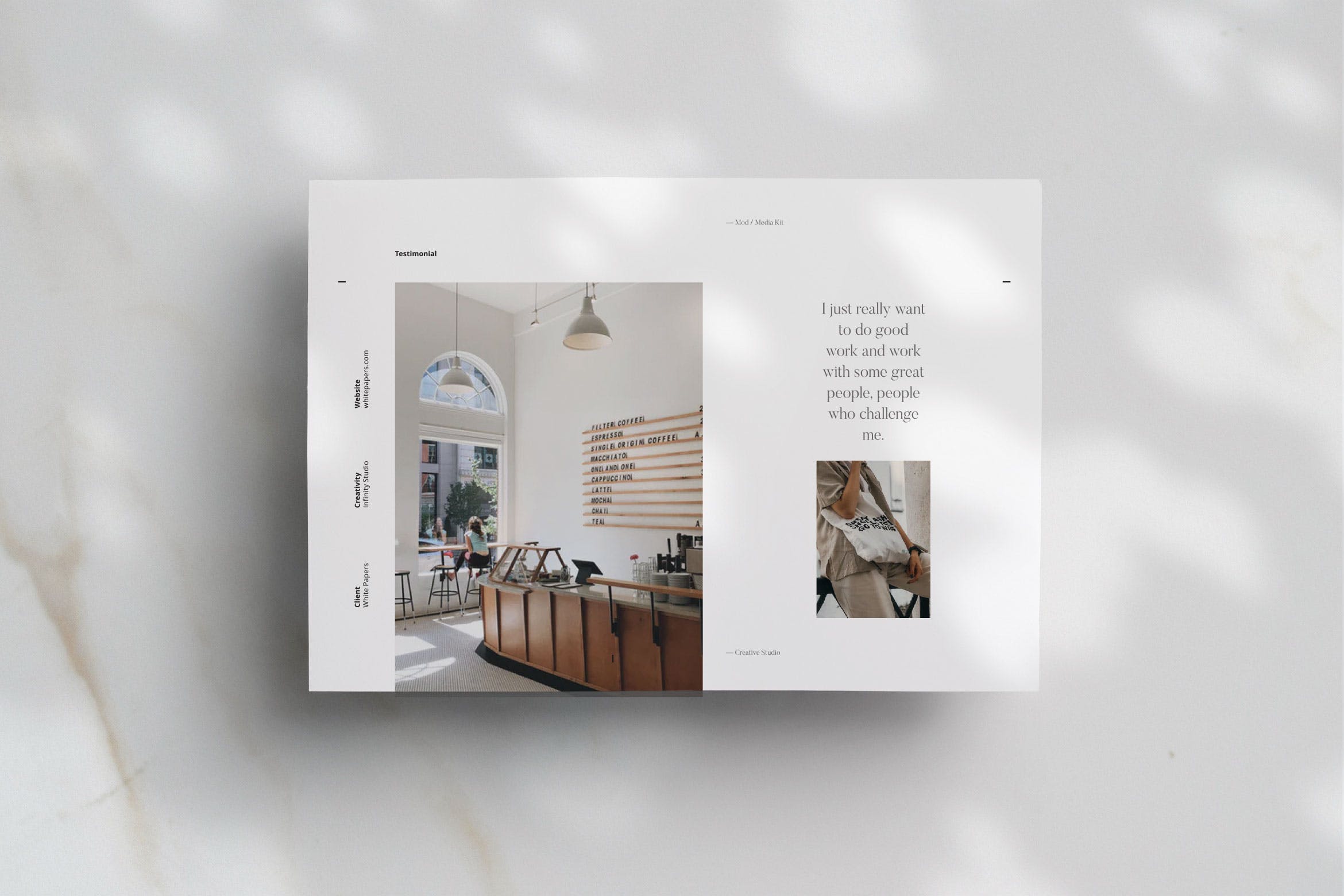 现代简约设计风格客户反馈演示INDD模板v1 Mod Testimonial Slide · v1插图