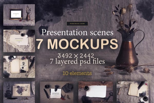 充满乡村风格的场景样机模板 Rustic Scense mockups