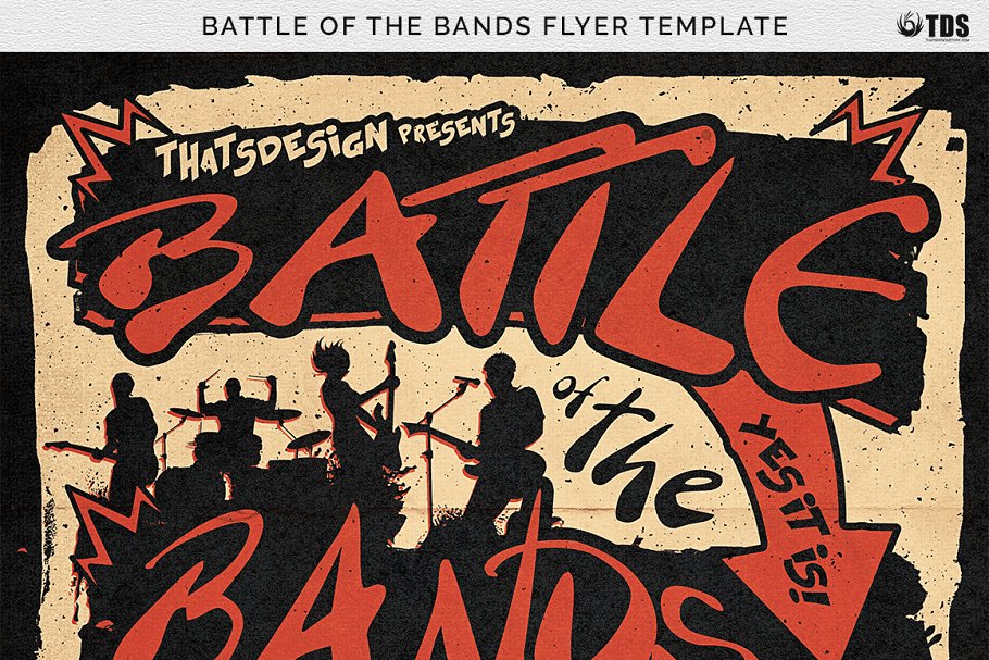 摇滚乐队音乐表演宣传传单PSD模板 Battle of the Bands Flyer PSD插图(6)