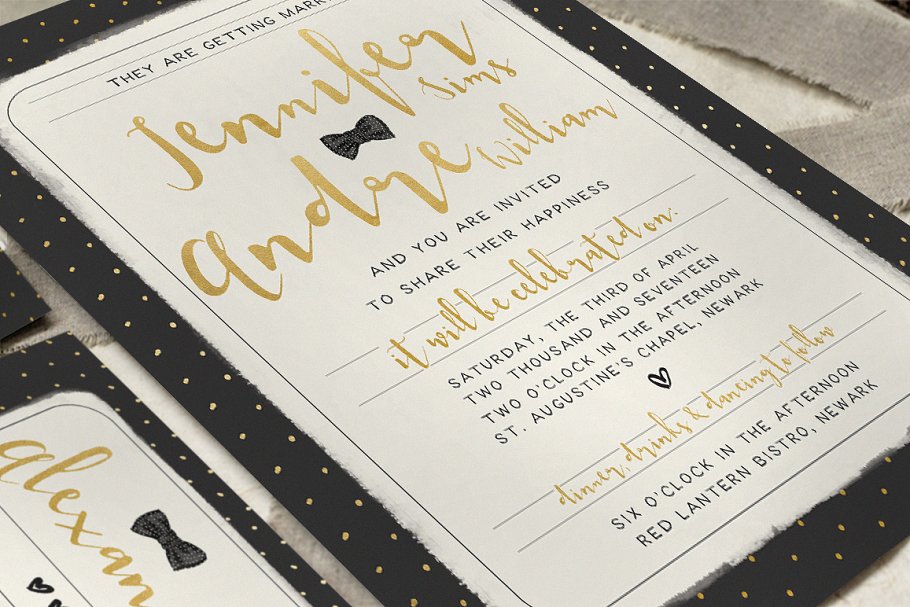 甜蜜圆点婚礼设计物料模板 Sweet Polka Dots Wedding Suite插图(4)