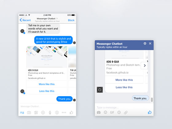 Facebook 聊天应用界面素材之家精选sketch素材