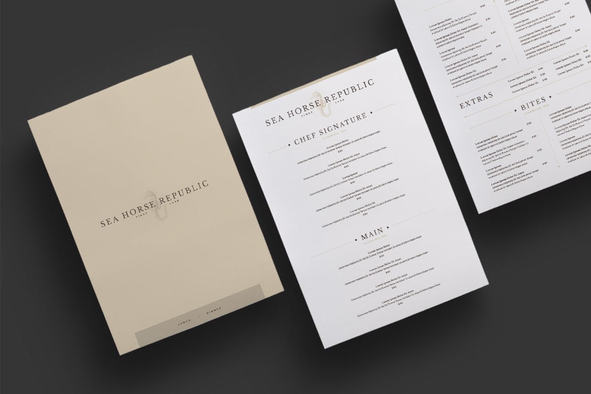 极简规则排版风格西餐厅菜单设计模板 Restaurant Menu插图(1)
