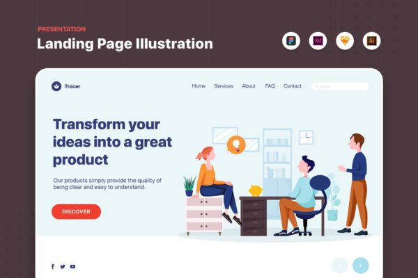 办公室讨论场景网页Banner&amp;落地页设计素材库精选 Business People Talking in Office Web Banner