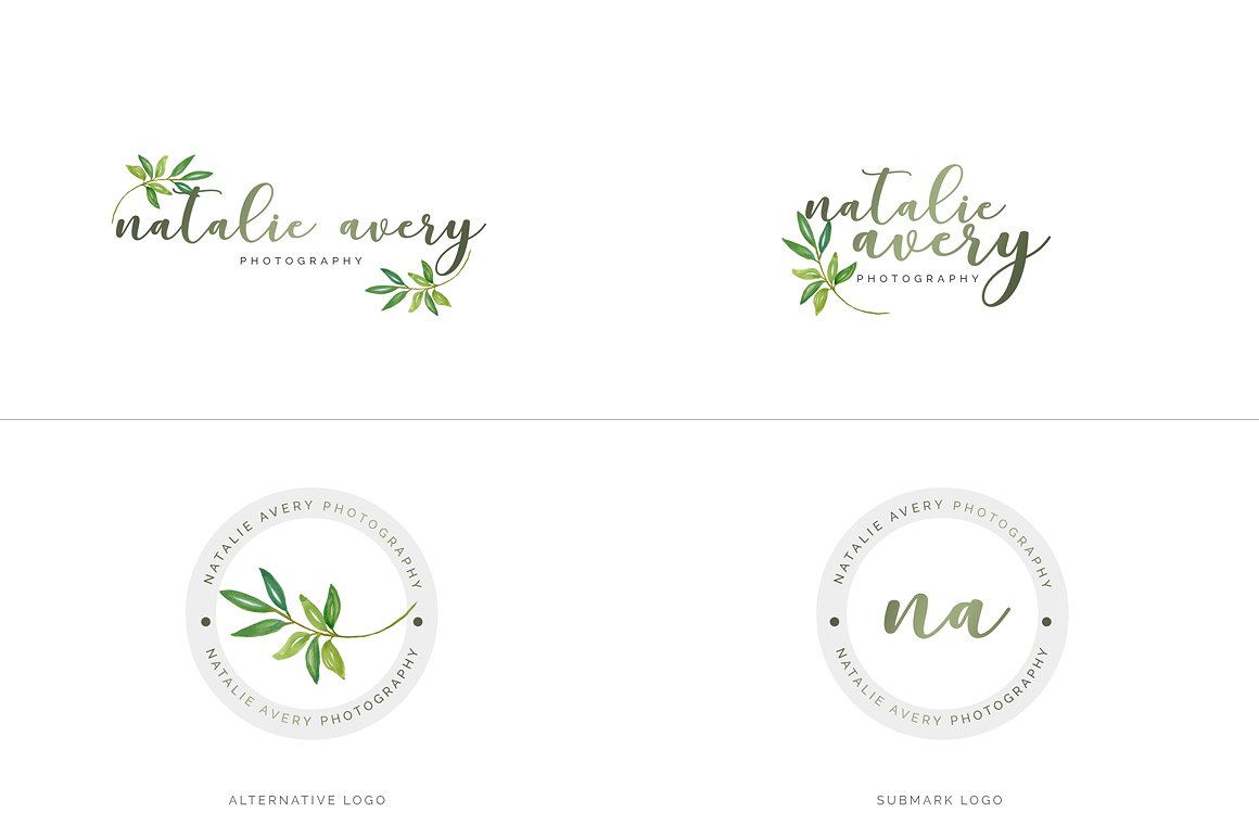 超级水彩风 Logo 设计素材包 Watercolor Premade Branding Logo Kit [模板、纹理&元素]插图(41)