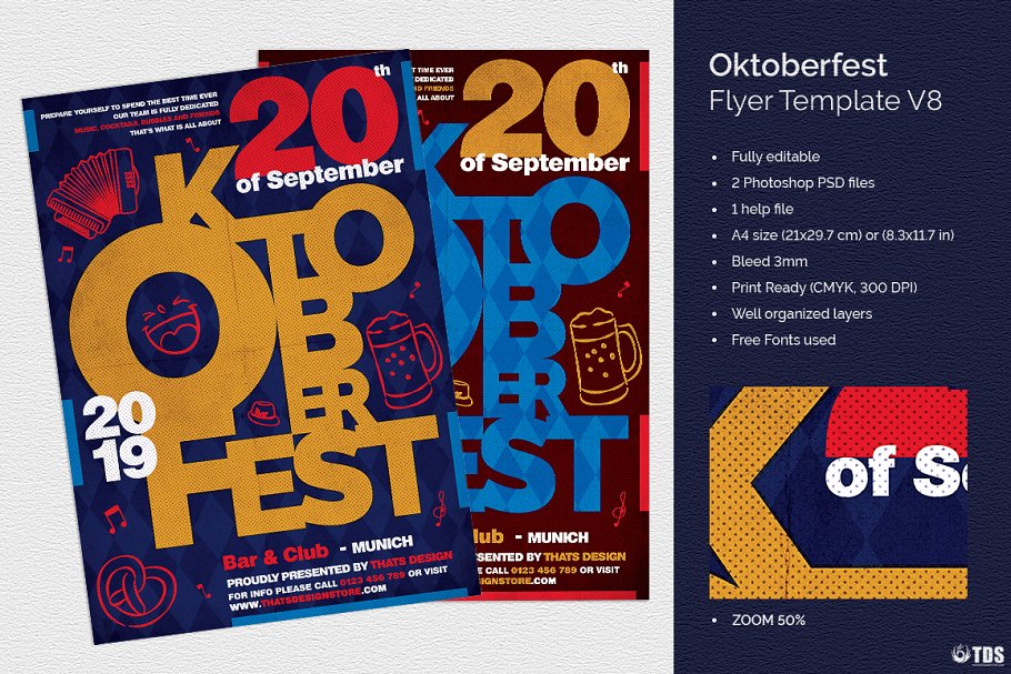 啤酒文化啤酒节传单PSD模板v8 Oktoberfest Flyer PSD V8插图