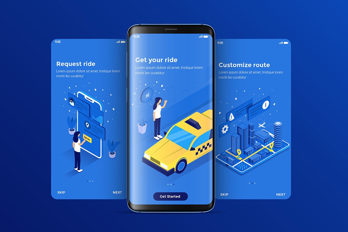 等距概念插画设计风格APP应用引导页设计模板 Modern user interface UX, UI screen template插图(7)