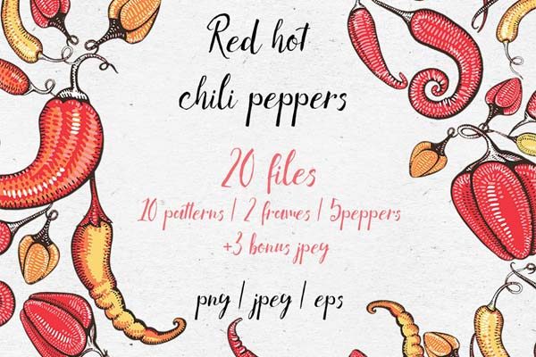 可爱的清新鲜红辣椒矢量插图