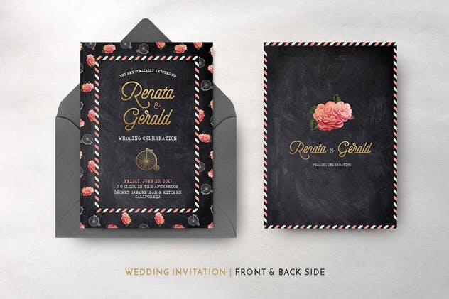 复古旅行婚礼请柬邀请函套装模板 Vintage Travel Wedding Suite插图(13)