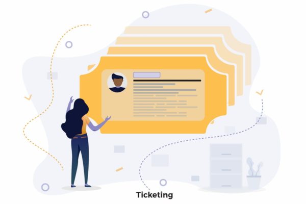 电子票务系统CRM概念插画设计免费素材 Ticketing Illustrations CRM