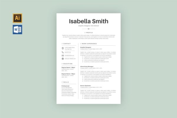 Less is More设计理念个人简历设计模板v1 Resume Template V.1