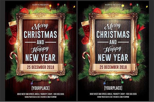 2019 漂亮的新鲜的时尚圣诞节新年画框样机 Mockups